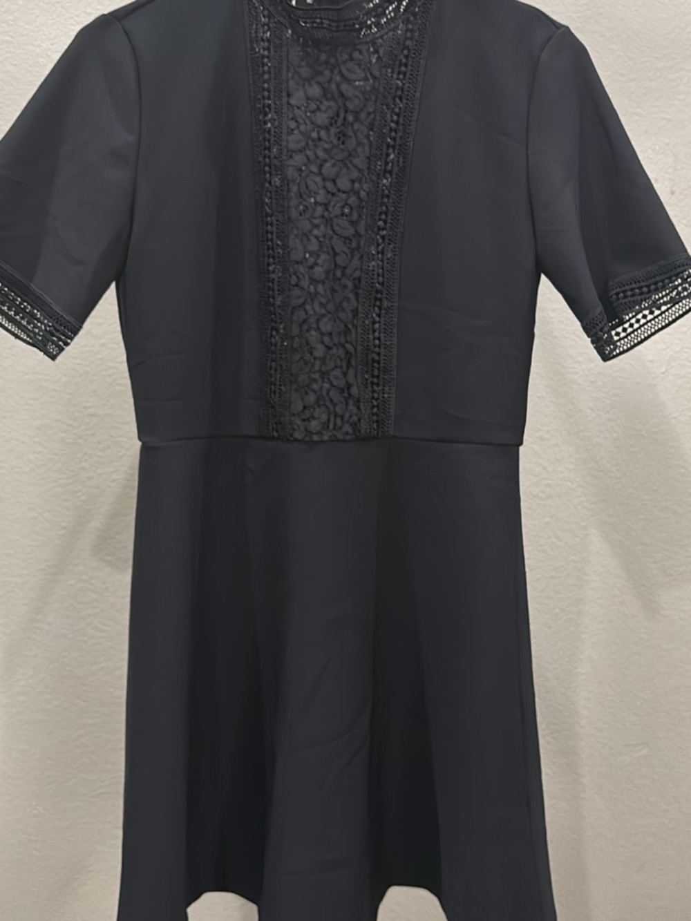 Zara Black Lace-Panel Midi Dress A-Line size S